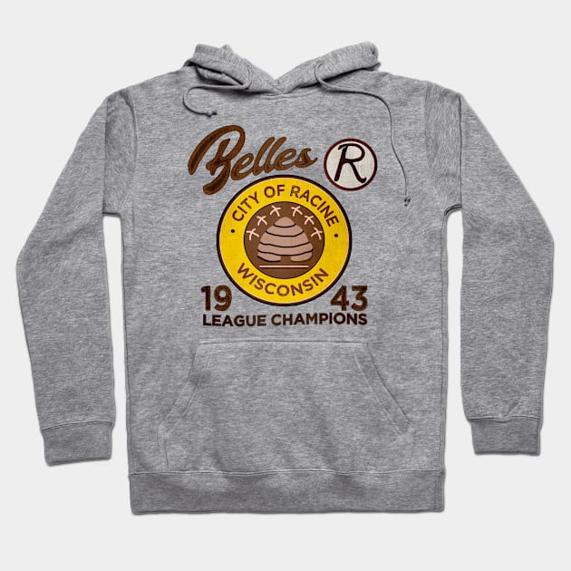 Racine Belles • AAGPBL Patch • Racine, Wisconsin Hoodie by The MKE Rhine Maiden